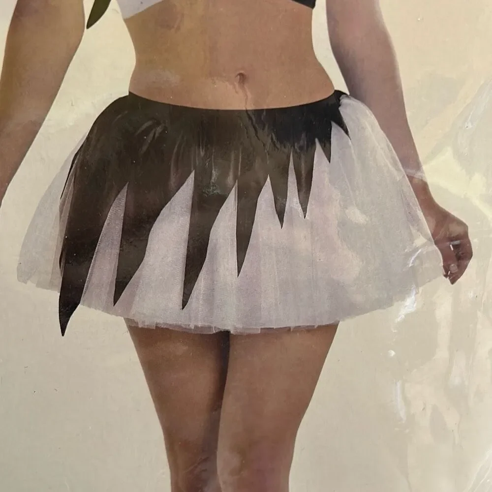 Sexy Twisted Angel Halloween Cosplay Costume XL Gothic Wings Black White